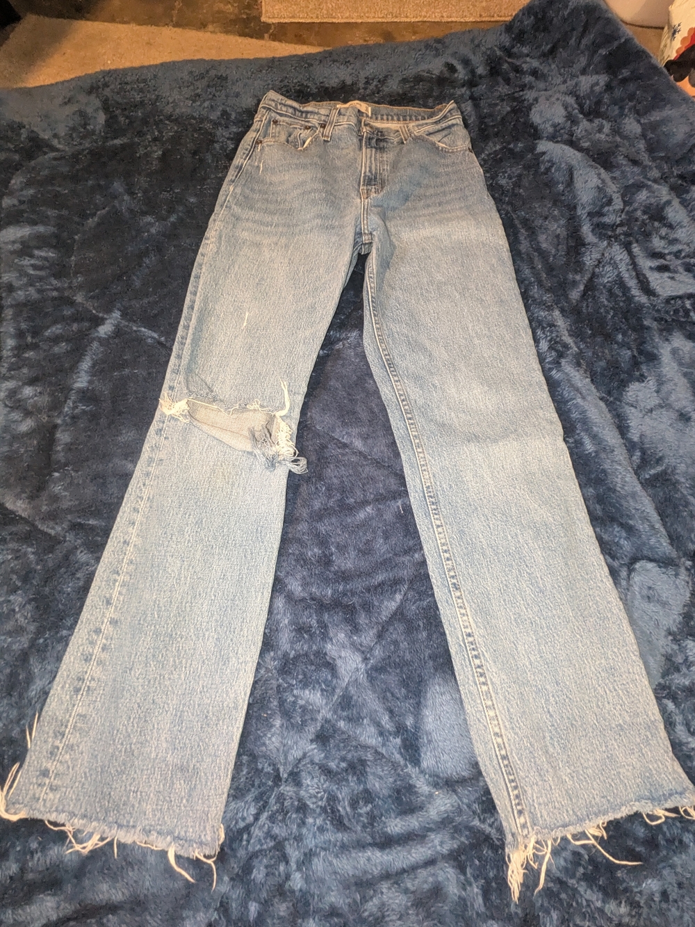 Abercrombie & Fitch Light Blue Flared Ripped Jeans